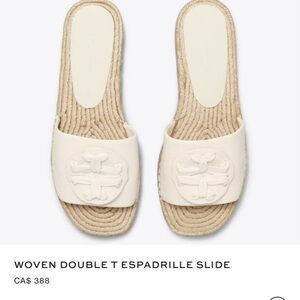 Tory Burch woven T espadrille Slides size11